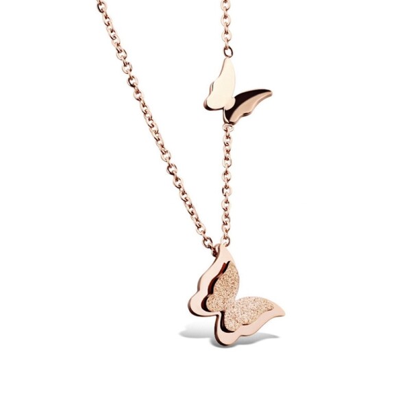 Ocelový náhrdelník Parisi Rose Gold - chirurgická ocel, motýlek, Zlatá 42 cm + 5 cm (prodloužení)