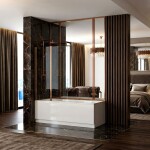 REA - Skládací vanová zástěna AGAT-2 100 Brush Copper REA-W5698