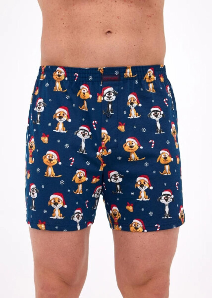 Boxerky Cornette 016/20 Psi Vánoce S-2XL tmavě modrá XL
