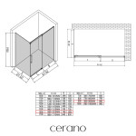 CERANO - Sprchový kout Lantono - pravá - 8 mm - Soft-Close - chrom, mléčné sklo - 160x90 - posuvný CER-665602