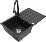 MEXEN/S - Bruno granitový dřez 1 s odkapávačem včetně baterie Elia, černá/zlatá metalik 6513-75-670101-70