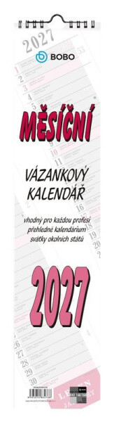 Nástěnný kalendář 2027 vázanka široká