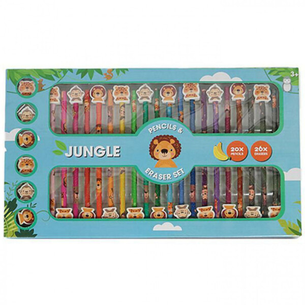 Jungle, ARJ040697B, sada školních pastelek a pryží, 46 ks