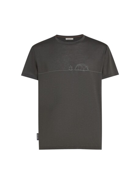 Pánské merino triko s krátkým rukávem ICEBREAKER Mens Core SS Tee Single Line Camp, Obsidian velikost: XL