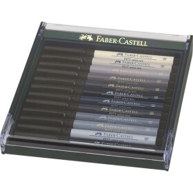 Faber-Castell Pitt Artist Pen B Grey štětcový hrot sada 12 ks šedé