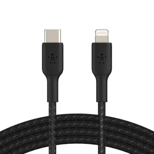 Belkin BOOST CHARGE kabel opletený USB-C na Lightning černá / 1m (CAA004bt1MBK)