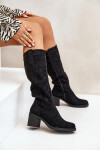 Dámské Kozačky Na Podpatku Před Koleno Černé Erisorae 39