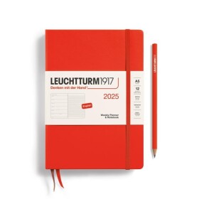 Leuchtturm1917 Weekly Planner &amp; Notebook Medium (A5) 2025 Lobster