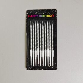 Cake star Dortové svíčky spirálové stříbrné 10ks