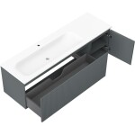 MEXEN/S - Rivel koupelnová skříňka 160 cm s umyvadlem Vela levá, 1S, 1D, reliéf, grafit mat/bílá mat 91A23-16047-3-BBFF66-W23L01