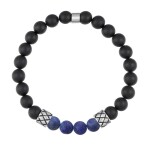Korálkový náramek Marco - 8 mm matný černý onyx a lapis lazuli, Modrá 25 cm