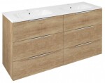 SAPHO - CIRASA umyvadlová skříňka s dvojumyvadlem 141x77x46cm, 3x zásuvka, dub alabama CR141-2222-31