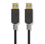 Nedis USB-A - USB-A 3.2 Gen1 2m antracitová / USB kabel / 18 W / 5 Gbps / Pozlacené konektory (CCBW61000AT20)