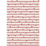 Ib Laursen Balicí papír Red Hearts / Pink Stripes – 5 m, červená barva, multi barva