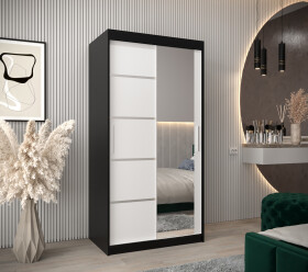 Šatní skříň Abi V2 Barva korpusu: Černá, Rozměry: 100 cm, Dveře: Bílá