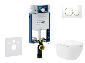 GEBERIT - Kombifix Set předstěnové instalace, klozetu Oudee Vortex a sedátka softclose, tlačítko Sigma20, bílá/pozlacená SANI15CA3182