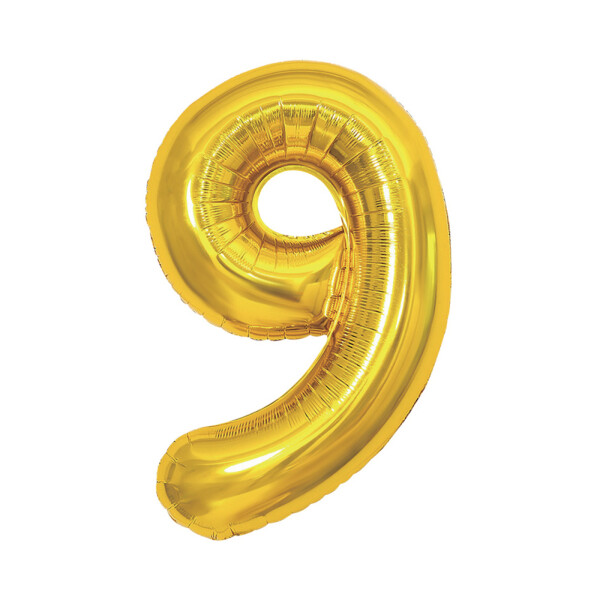 Balónek fóliový 85 cm zlatý číslo 9 - Albi
