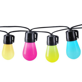 Solight LED smart venkovní řetěz s RGB žárovkami, bluetooth, 15 žárovek, 14m+6m, 10W