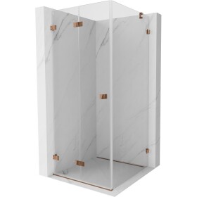 MEXEN/S - Lunar-F sprchový kout skládací dveře levá 90 x 90, transparent, różowe złot 836-090-090-60-00-L