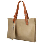 Trendy dámská koženková kabelka na rameno Valika, béžová