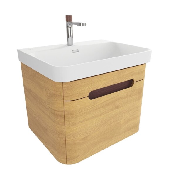 Koupelnová skříňka s umyvadlem SAT Fusion 57,5x43x45 cm dub medový mat SATFUSION60DMMWBA SATFUSION60DMMWBA