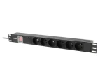Lanberg PDU černá / Zásuvková lišta do racku / 19" 1U / 6x zásuvka PL / IEC C14 / 10 A / 2 m (PDU-06E-0200-IEC-BK)
