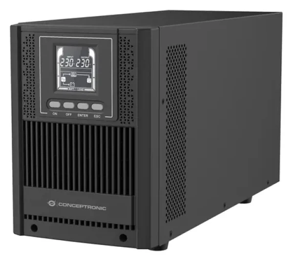 Conceptronic UPS Online Tower 1800W černá / UPS / Online (dvojitá konverze) / 2 kVA / 4x Schuko / LCD displej / USB (ZEUS52ES2K)