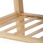 Botník / taburet, police, masiv bambus, přírodní odstín, šedá látka