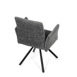 Židle jídelní, šedá látka, černý kov, otočný mechanismus 90°/90° (L/P) - funkce reset