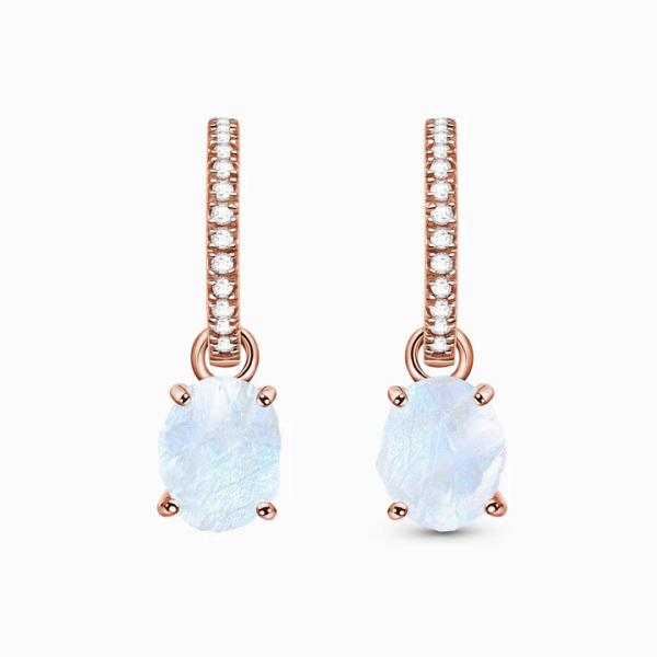 Royal Fashion náušnice 18k zlato Vermeil MOON-ED-13-ROSEGOLD-TOPAZ