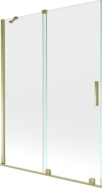 MEXEN/S - Velar Dvoukřídlá posuvná vanová zástěna 130 x 150 cm, transparent, zlatá 896-130-000-01-50