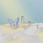 Stříbrné náušnice Blue Butterfly - motýl, stříbro 925/1000, Modrá