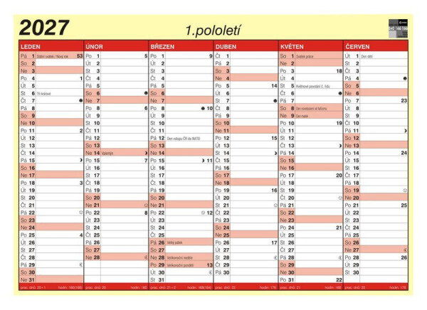 Lístkový kalendář 2027, A5