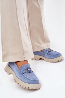 Dámské semišové mokasíny s přívěskem medvěda Vinceza 79533 Modré 36