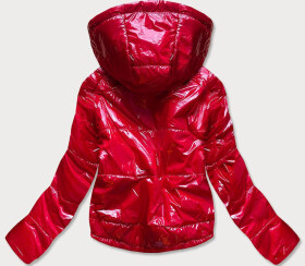 Lesklá červená prošívaná dámská bunda kapucí model 14764928 červená S'WEST