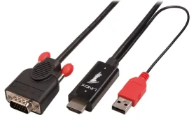 Lindy HDMI na VGA kabel s USB napájením černá / Kabel / 1920x1200 / 1 m (41455)