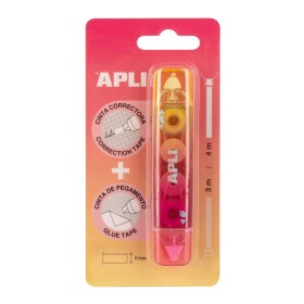 APLI APLI, 20007, korekční pero/lepicí páska 2 v 1, mix barev, 1 ks Barva: Červená