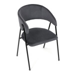 Židle jidelní, šedá látka, černá kovová noha