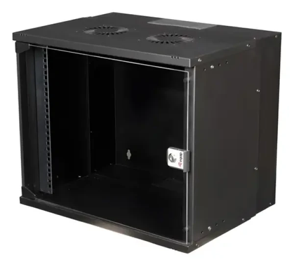 Equip ECO černá / Nástěnná skříň / 19" / 9U / skleněné dveře / 540 x 400 mm (EWM-09-5440-B)