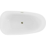 MEXEN/S - Giada volně stojící vana 170 x 90, bílá lesk, sifon a přepad zlatá 52741709000-50