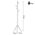 Věšák stojanový, výška 179 cm, kovová konstrukce, černý matný lak, nosnost 6 kg