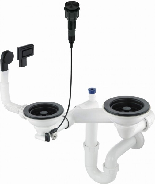 DEANTE - Space-Saver odpadní sada nero Granite dřez, 1,5- a 2-miska - Space-Saver ZXY_N983