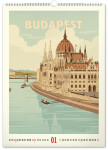 Nástěnný kalendář 2027 Notique Notique Vintage plakáty světová města, 33×46 cm