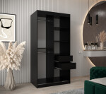 Šatní skříň Abi Miror 3 Barva korpusu: Černá, Rozměry: 180 cm, Dveře: Černá