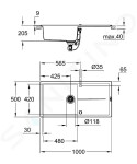 GROHE - Dřezy Kompozitní dřez K400 s automatickým odtokem, 1000x500 mm, granitová šedá 31641AT0