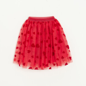 Tylová sukně se srdíčky -červená - 98 RED