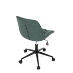 Židle kancelářská, zelená látka v dekoru broušené kůže, černý kovový kříž