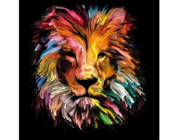 Obraz na plátně Barevný lev, 35x35 cm, efekt olejomalby