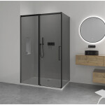 CERANO - Sprchový kout Lantono L/P - 8 mm - Soft-Close - černá matná, grafitové sklo - 100x100x195 - posuvný CER-8050BD7510