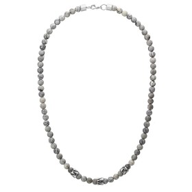 Pánský korálkový náhrdelník Henri - 6 mm Jaspis, etno styl, Šedá 47 cm